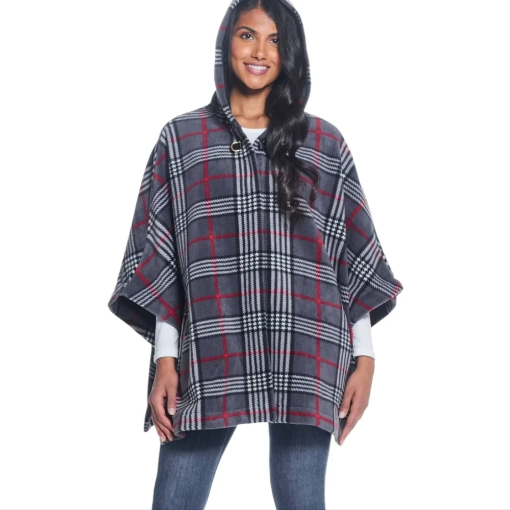 Weatherproof Hooded Fleece Poncho - Picture 1 of 13